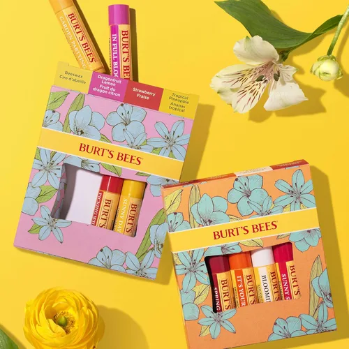 Vista 4 de Ideas de regalos Burt's Bees - Set de bálsamo labial recién seleccionado, granada, sandía, mandarina dulce, coco y pera, tratamiento labial