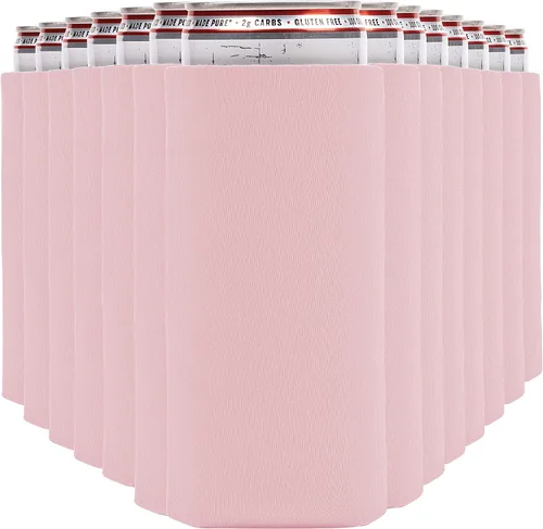 White Claw Seltzer & Slim - Fundas enfriadoras para latas de cerveza (paquete de 14) - Koolies aislados suaves para latas altas - Blush Rosa (Blush)