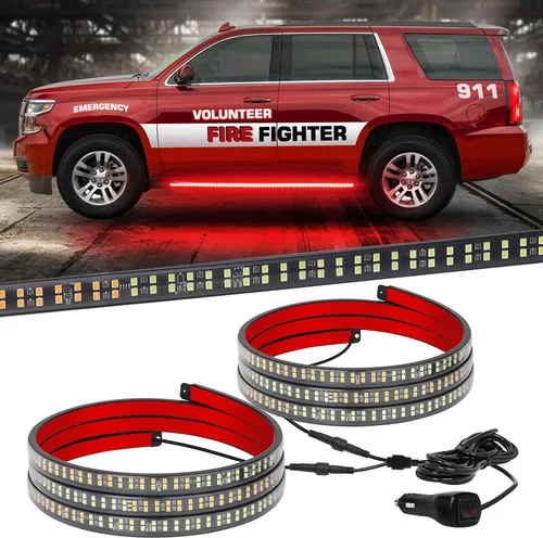 Vista 7 de XRIDONSEN 2 tiras de luces estroboscópicas ámbar de 60 pulgadas, 720 luces LED para estribo, luces intermitentes de advertencia de peligro