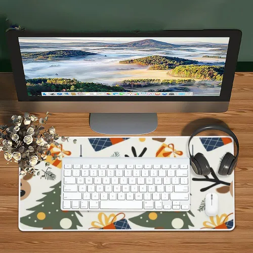 Vista 6 de Lovely Christmas Tree Mouse Pad Large Gaming Desk Mat with Non- Slip Rubber Base Smooth Face Table Protector Mat Desk Cover Work Office Decor for