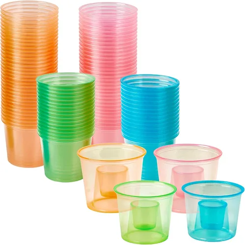 Vista 10 de JOLLY CHEF 100 vasos de bombardero desechables, vasos de plástico transparente de 4 onzas, altamente duraderos y reutilizables, perfectos para tomas