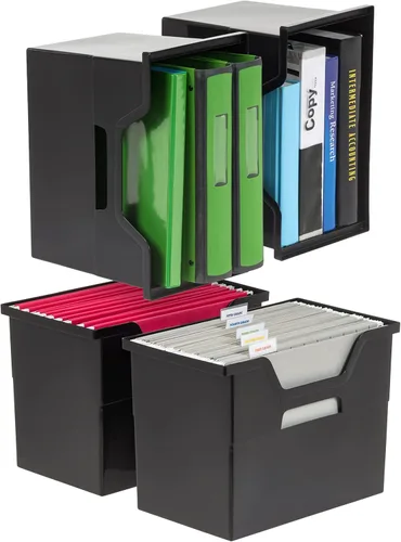 Vista 17 de IRIS Contenedor de plástico para libros de Estados Unidos, paquete de 8, caja de contenedor de conexión vertical para oficina, dormitorio, estudio