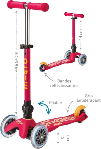 Vista 9 de Micro Kickboard - Mini Deluxe Scooter LED Plegable, 3 Ruedas, Inclinarse para Dirigir, Scooter Micro de Diseño Suizo con Ruedas LED que se Iluminan