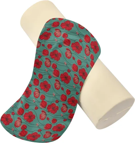 Vista 2 de Rojo Amapolas Flores Bolster Almohada para Piernas Dormir Terapédico Cuello Roll Almohada Redonda Fundas de Almohada Cilindro Almohada Funda