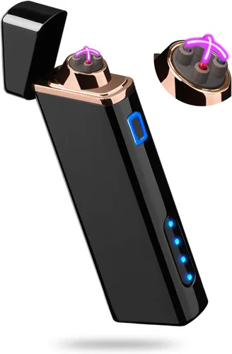 Encendedor eléctrico de arco recargable por USB, resistente al viento, sin llama, encendedor de plasma con indicador de batería (actualizado) para