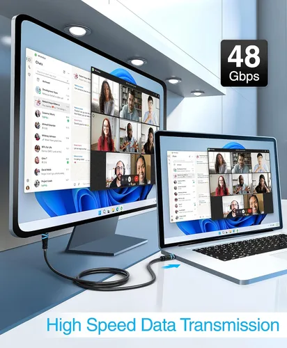 Vista 3 de BlueRigger Cable HDMI 8K (3 pies, 8K 60Hz HDR, 4K 120Hz, alta velocidad 48Gbps con Ethernet, eARC, 3D, HDCP 2.3) – Compatible con PS5, Xbox, Roku