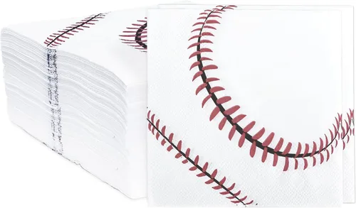 SietDESEO 50 Piezas 3 capas Servilletas de Béisbol Desechables Plegadas 5 x 5 Pulgadas Servilletas de Cóctel Servilletas de Papel para Cena, Tema de