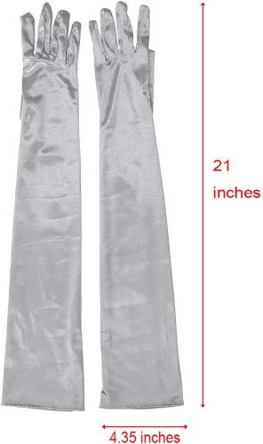 Vista 2 de Xuhan 15" 21" Long Flapper Evening Opera Satin Gloves for Women Elbow Length 1920s