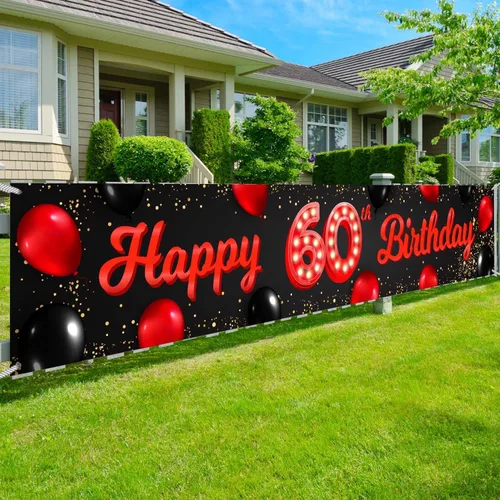 Vista 43 de TfNl Bn Feliz Cumpleaños Rojo y Negro Banner (10)