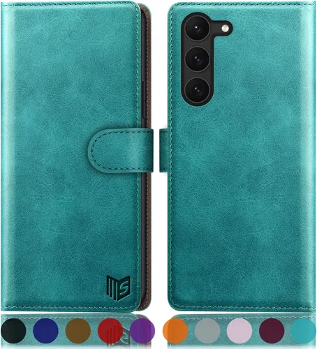 Vista 10 de SUANPOT Funda tipo cartera para Samsung Galaxy S23 5G con bloqueo RFID, soporte para tarjetas de crédito, cubierta protectora de cuero PU tipo libro