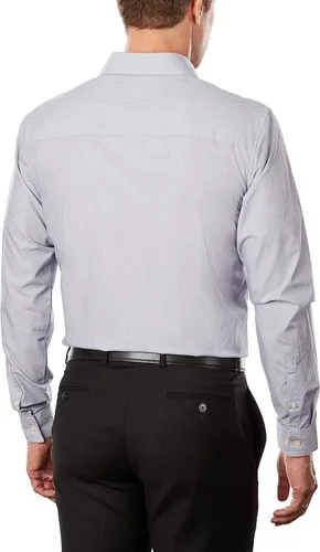 Vista 2 de Kenneth Cole Unlisted - Camisa de vestir para hombre, ajuste delgado, cuadros y rayas (estampadas)