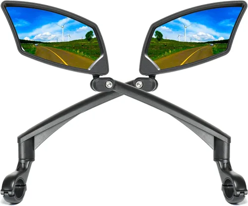 Vista 8 de BriskMore Espejo de bicicleta para manillar, lente de vidrio resistente a los arañazos, ajustable y giratorio seguro espejo retrovisor para bicicleta