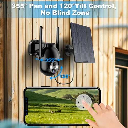 Vista 3 de Cámara de seguridad celular 4G LTE, cámara de seguridad sin WiFi con tarjeta SIM integrada, cámaras de seguridad solares inalámbricas