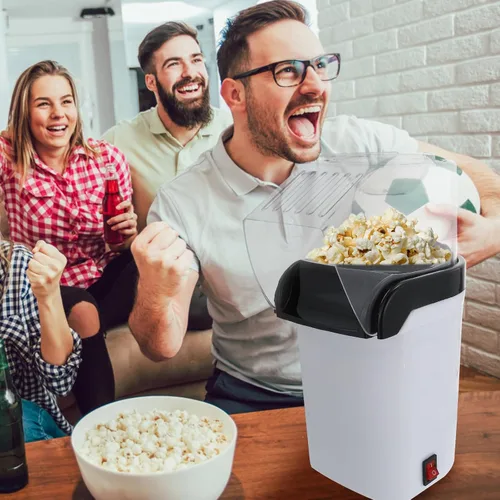 Vista 6 de HEMOTON Automatic 110v Popcorn Machine for Home Use, Small White Domestic Popcorn Maker with US Plug, Electric Snack Popper Suitable for Parties and