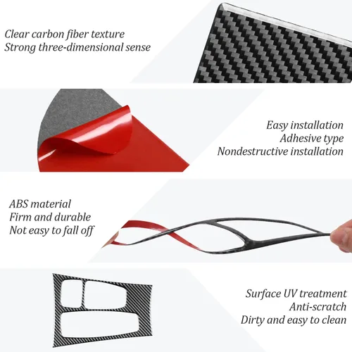 Vista 3 de Pacify Cubierta del panel de la palanca de cambios de fibra de carbono, control central, panel de cambios, adhesivo protector compatible con BMW X5