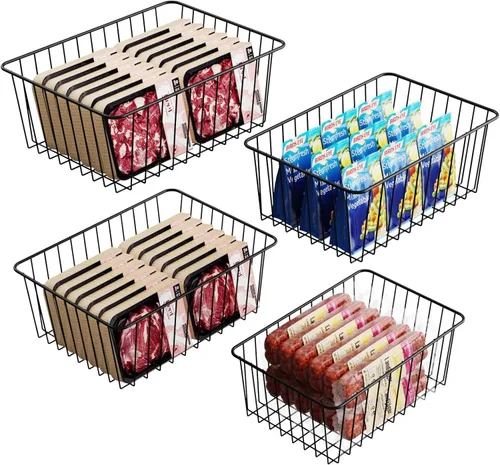 iSPECLE - Cestas organizadoras metálicas con asas para almacenamiento de alimentos, cocina, despensa, baño, lavandería, habitación, armario,