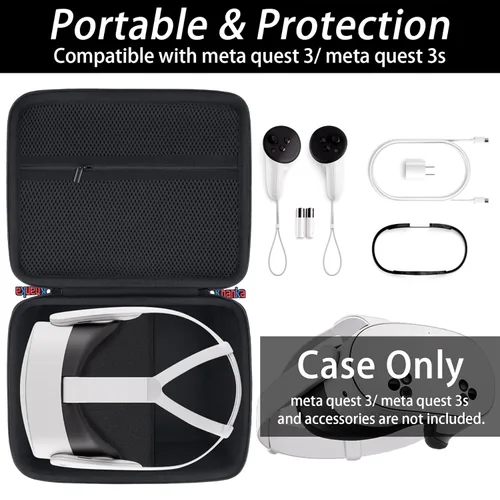 Vista 2 de khanka Funda rígida de transporte para Meta Quest 3Oculus Meta Quest 3s Caja de almacenamiento de viaje EVA a prueba de golpes compatible