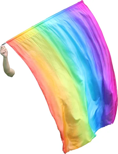 Vista 23 de Winged Sirenny Bandera de seda Poi, 50 pulgadas rectangular Spinning Playsilk Alabanza Profética Adoración Danza Banner (rojo)