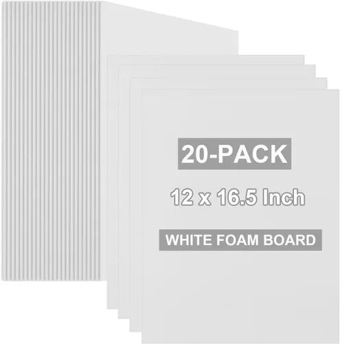 Paquete de 20 tableros de espuma blanca de 12 x 16.5 pulgadas, tablero de núcleo de espuma de 3/16 pulgadas de grosor para proyectos, tablero de