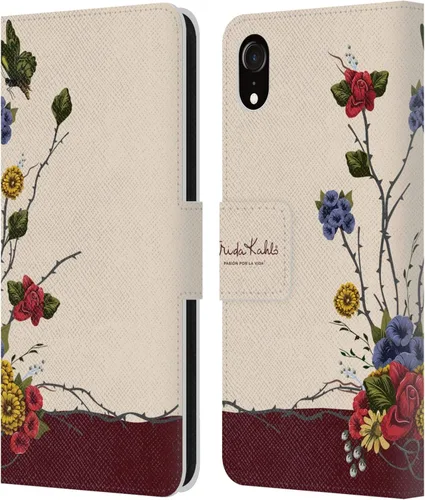 Vista 151 de Head Case Designs Funda con licencia oficial de Frida Kahlo Portrait Red Florals - Funda de piel tipo cartera compatible con Apple iPhone 14 Pro