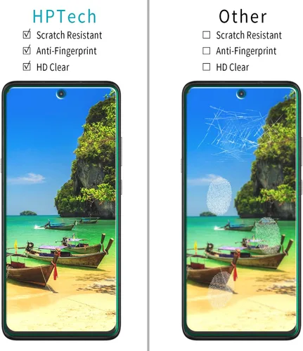 Vista 2 de HPTech Protector de pantalla de vidrio templado diseñado para Motorola Moto One 5G Ace, antiarañazos, sin burbujas