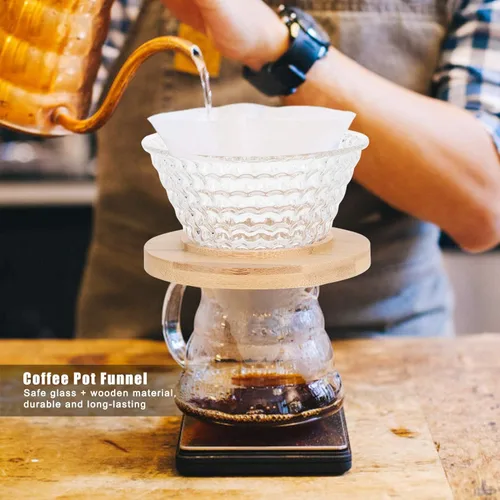 Vista 4 de Gotero de café de vidrio, verter sobre gotero de café, filtro de cafetera reutilizable, embudo hervidor de agua, accesorios para cafetera