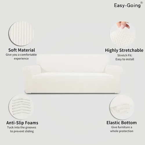 Vista 336 de Easy-Going - Funda elástica sobredimensionada para sofá, 1 pieza, protector muebles, suave, parte inferior elástica, para niños, tela jacquard