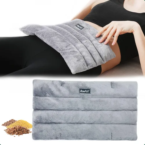 Romfox Almohadilla térmica para microondas para aliviar el dolor, calor húmedo para calambres menstruales, músculos, articulaciones, espalda, cuello