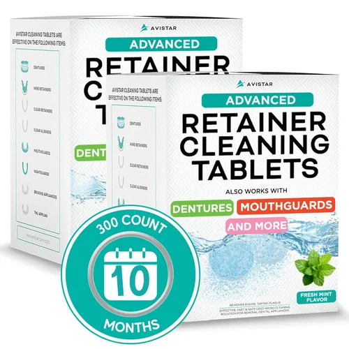 Vista 9 de Tabletas limpiadoras de retención y protector bucal, tabletas limpiadoras de retenedores de sabor menta y limpiador Invisalign. Tabletas de limpieza