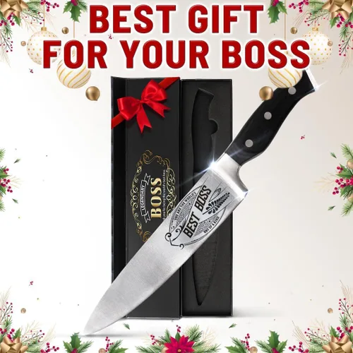 Vista 3 de Best Boss - Cuchillo de chef de alta calidad para regalo de cumpleaños, cuchillo de cocina de acero al carbono de 8 pulgadas con mango de madera