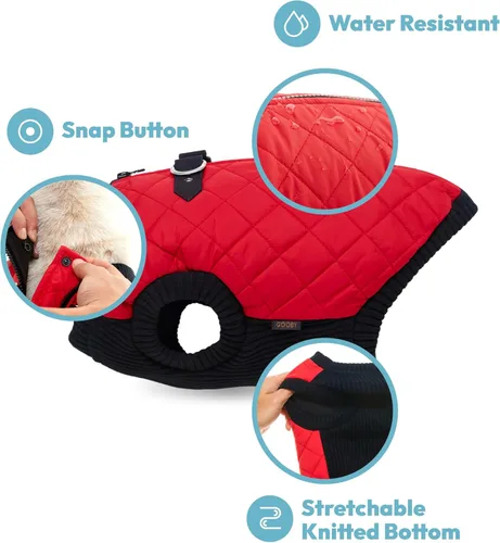 Vista 3 de Gooby – Chaleco de moda para perro, chaqueta negra, talla XS – cálido chaleco bomber con cremallera y doble anillo en D para correa – suéter