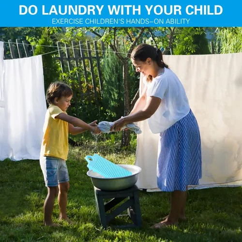 Vista 6 de MAOYE - Mini tabla de lavar de plástico para niños, camisas, ropa, color morado lima