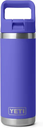 Vista 52 de YETI Rambler - Botella de 26 onzas, aislada al vacío, de acero inoxidable con tapa de popote a juego, color rojo rescate