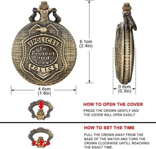 Vista 7 de Tiong Reloj de bolsillo con diseño clásico de números arábigos de cuarzo con cadena, regalos de cumpleaños