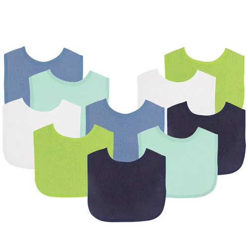 Vista 6 de Luvable Friends Baberos unisex de algodón para bebé, azul, talla única