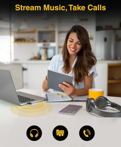 Vista 8 de Kinivo Adaptador Bluetooth USB para PC (BT6.0, receptor inalámbrico Plug & Play para Ubuntu, Windows 11/10/8.1/8) - Funciona con laptop