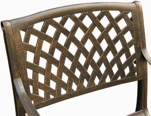 Vista 4 de Oakland Living Silla de comedor de bronce de aluminio fundido de malla al aire libre moderna