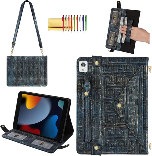 Vista 9 de Funda tipo bolso para iPad mini de 5ª/4ª/3ª/2ª/1ª generación de 7.9 pulgadas, Techcircle funda ligera tipo folio con soporte bandolera con billetera