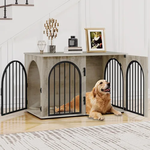 Vista 17 de Jaula de Madera para Perros de 26.8'', Muebles de Jaula para Perros de Interior, Jaula para Perros Pequeños, Jaulas de Servicio Pesado para Perros