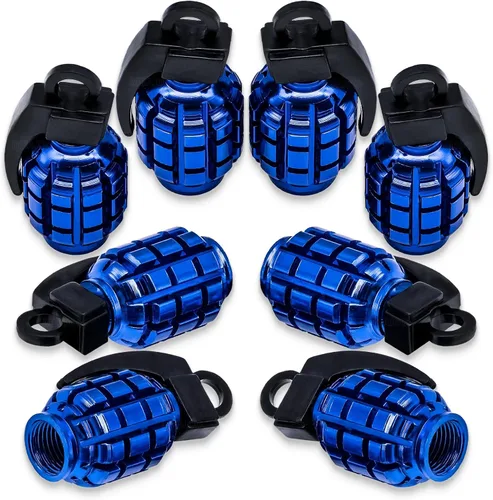 Vista 62 de 4 tapas de válvula de neumático de granada cromada, tapas de válvula de neumático de acero inoxidable para automóviles, camiones, SUV, motocicletas