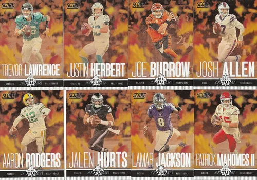 2023 Panini Score Football Cards Men of Autumn INSERT SET 20 CARDS Mahomes Allen Burrow Rodgers Hurts and More