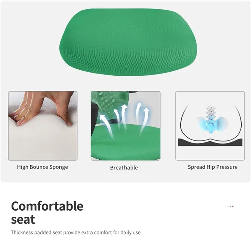 Vista 5 de HHS Silla ergonómica de malla con soporte lumbar, silla giratoria de escritorio con respaldo medio, silla moderna ejecutiva con ruedas, cómoda silla