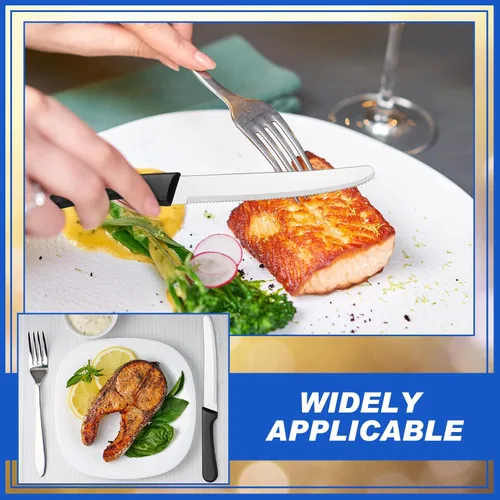 Vista 5 de Zhehao 100 cuchillos de carne de 8.39 pulgadas, cuchillo de hoja dentada redondeada de acero inoxidable con mango de plástico para cocina