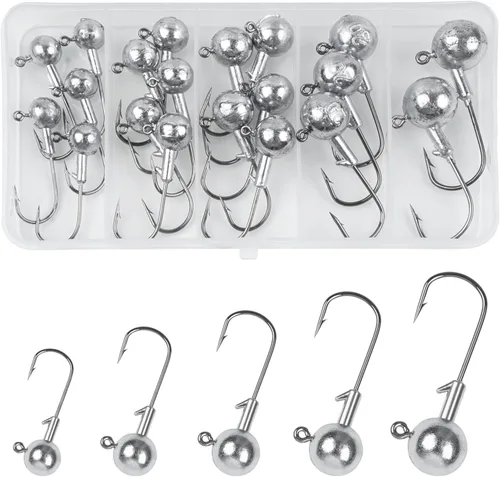 Juego de ganchos de cabeza de plantilla de pesca sin pintar, cabezas de plantilla de bolas redondas, varios señuelos de pesca, anzuelos de