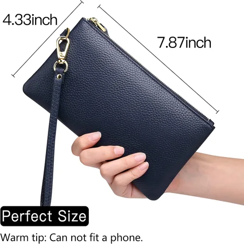 Vista 2 de Carteras GOIACII para mujer con bloqueo de RFID, ultrafinas, de cuero auténtico, tarjetero, cartera de mano