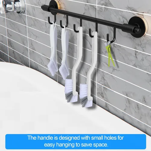 Vista 7 de Asltw - Juego de 6 cepillos de limpieza pequeños para rieles de ventanas, lechada, esquinas y grietas, cerdas angulares para limpieza profunda