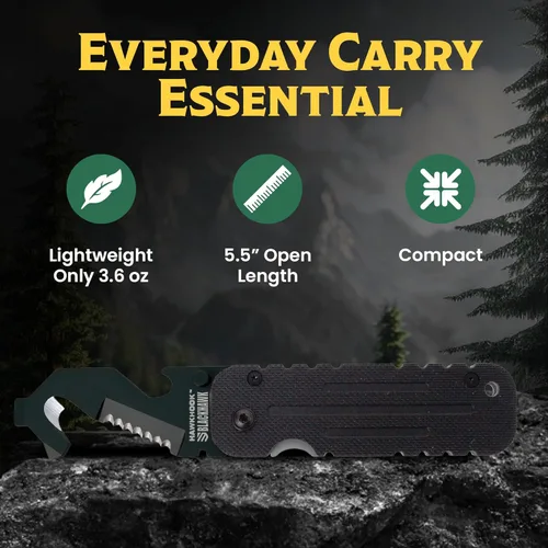 Vista 3 de BLACKHAWK HAWKHOOK Multiherramienta compacta de supervivencia, hoja 9CRMOV18 de 2-1/4 pulgadas con mango G10 con rompedor de vidrio, cortador