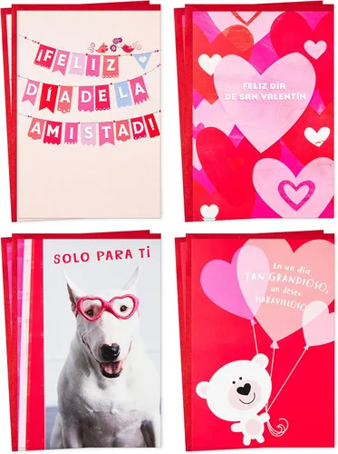 Hallmark Vida - Surtido de tarjetas españolas para el día de San Valentín para niños, 8 tarjetas del día de San Valentín con sobres (Feliz Día de
