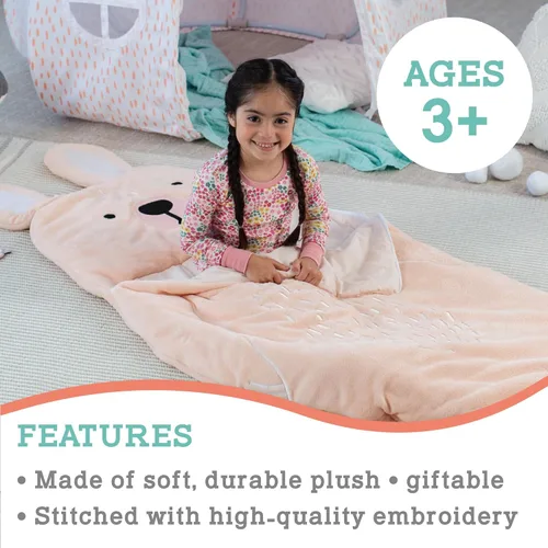 Vista 4 de MindWare Oh So Fun! Saco de dormir de conejito – Saco de dormir infantil para niños a partir de 3 años