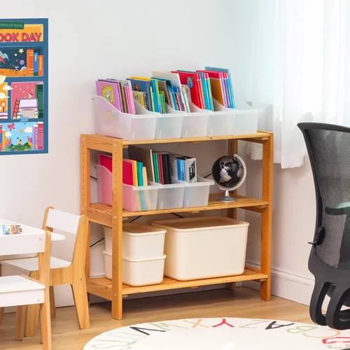 Vista 3 de IRIS Contenedor de plástico para libros de Estados Unidos, paquete de 8, caja de contenedor de conexión vertical para oficina, dormitorio, estudio